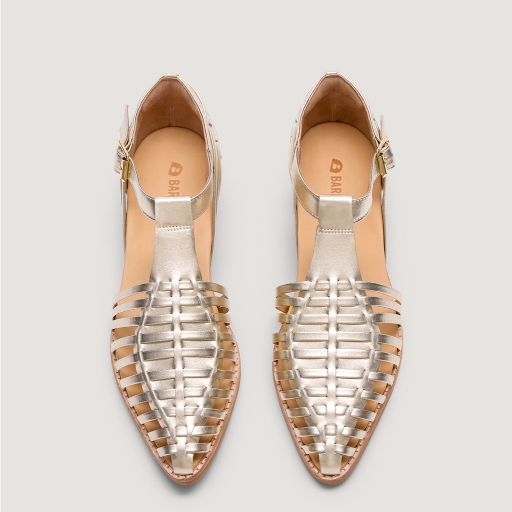 Bared Footwear Honeyguide Sandal In Metallic Gold Leather Pointed Toe Size 34